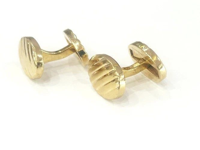 Tiffany & Company Oval Ridged 14K Yellow Gold Cufflinks 24.57 Grams