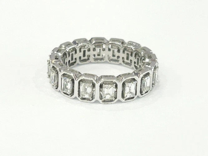 18K White Gold Emerald Cut Eternity Band 1.79 Carats
