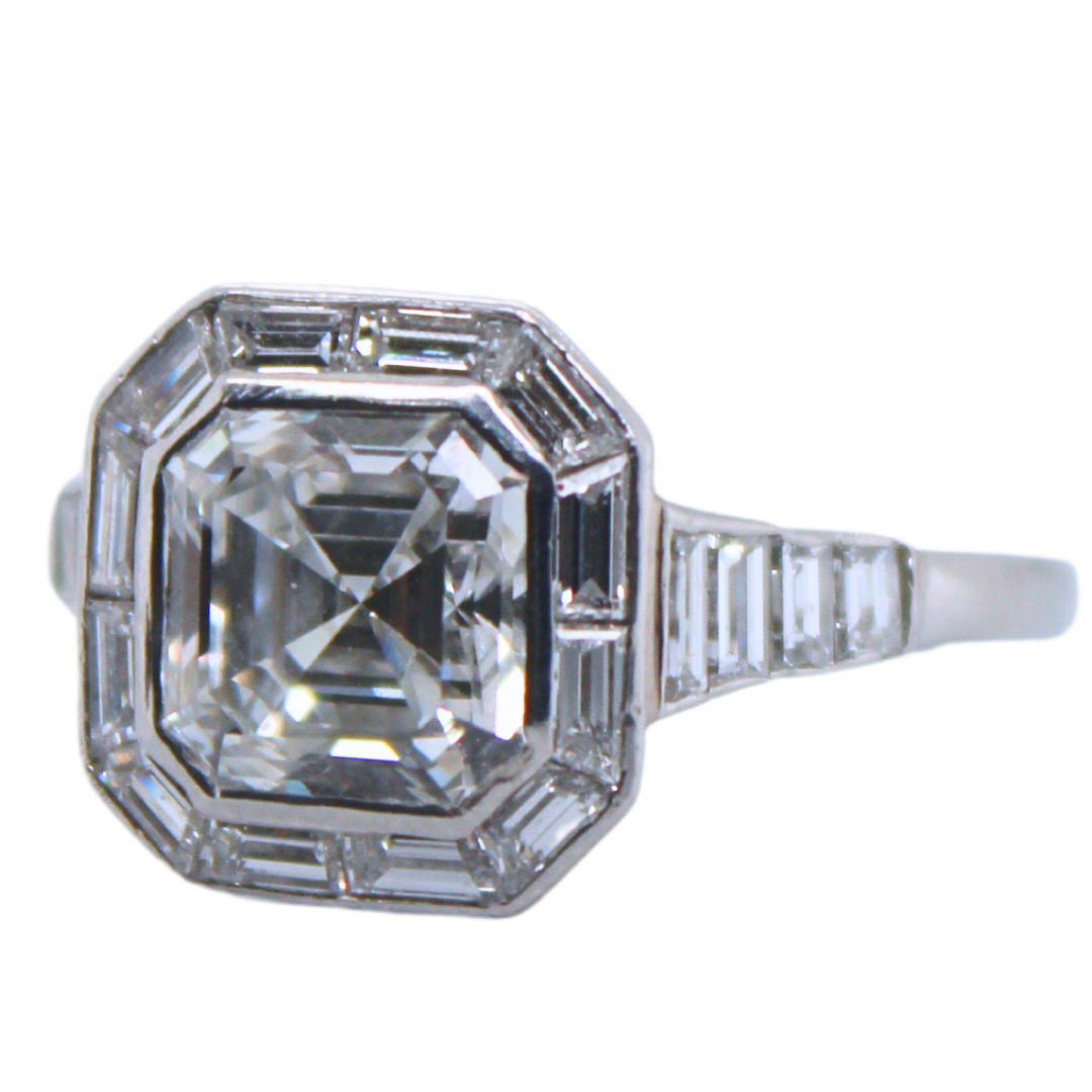 18KWG Square DIAMOND RING with Gia Certificate 3.73CTW