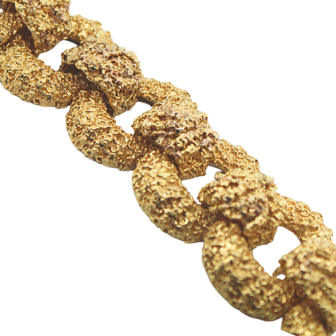 14k Yellow Gold Retro Texture Bracelet 140g