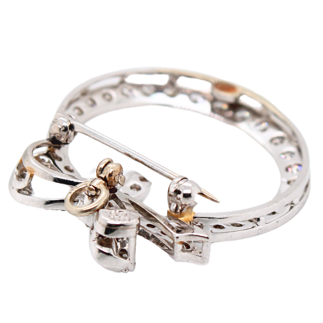14K White Gold Diamond Bow Brooch 2.50CTS