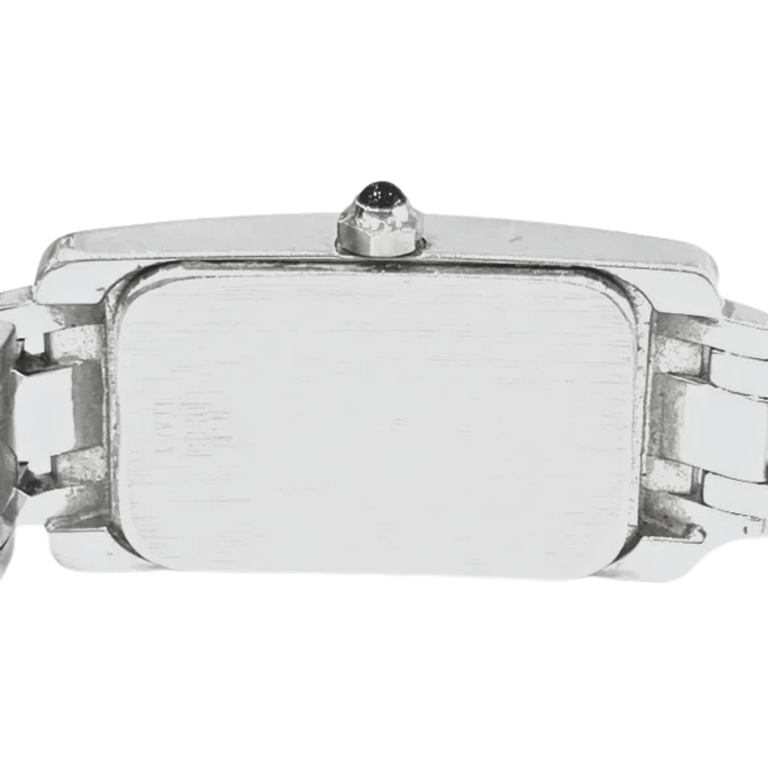 14K White Gold Square Diamond Ladies Geneve Italian American Tank Watch