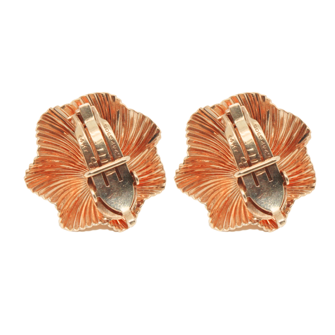 Vintage Tiffany and Co. Flower 14k Yellow Gold Earrings