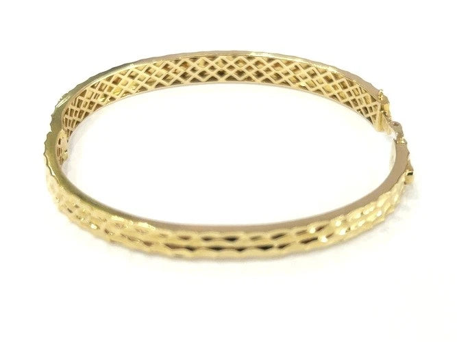 14K Yellow Gold Diamond Evil Eye Bangle Bracelet 0.26 Carats