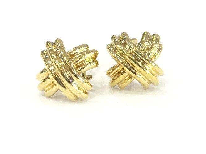 Tiffany & Company 18K Yellow Gold Signature X Earrings 12.86 Grams