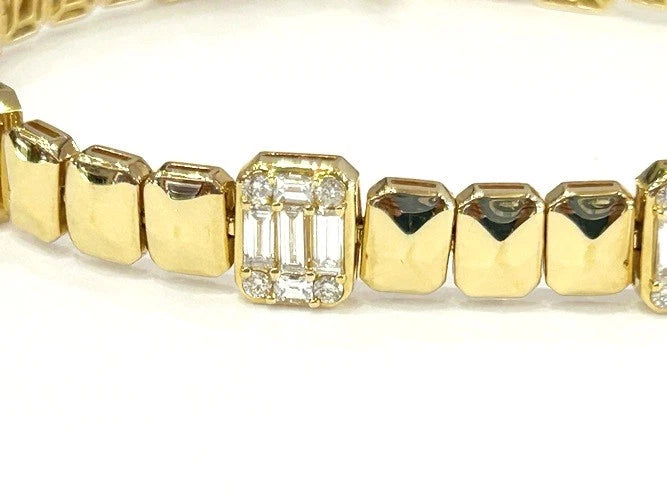 18K Yellow Gold Diamond Station Bracelet 3.86 Carats