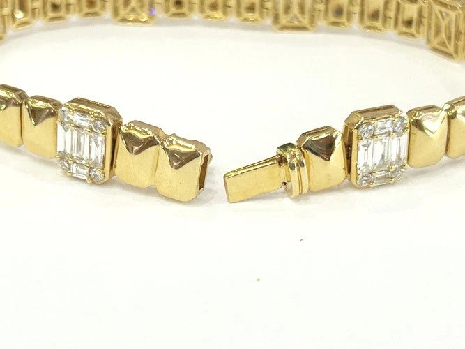18K Yellow Gold Diamond Station Bracelet 3.86 Carats