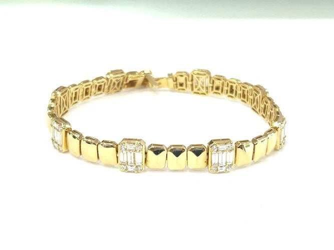 18K Yellow Gold Diamond Station Bracelet 3.86 Carats