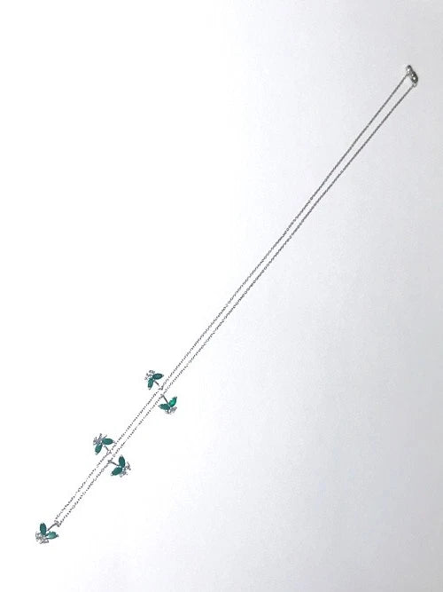 14KWG Emerald & Diamond Butterfly Necklace 1.14CTW