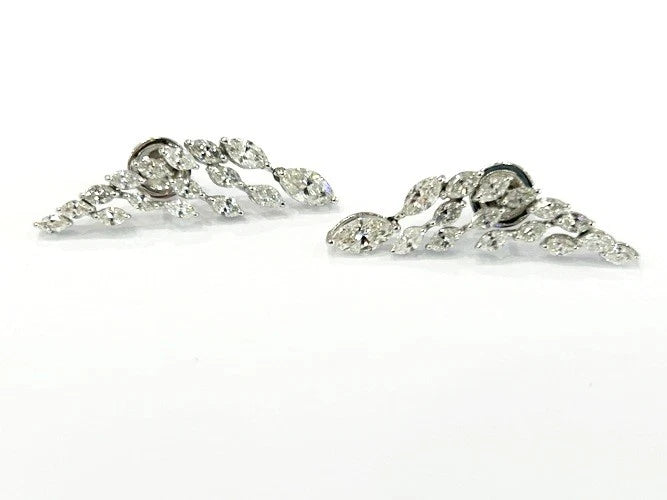 18K White Gold Climbing Waterfall Diamond Earrings 2.79 Carats