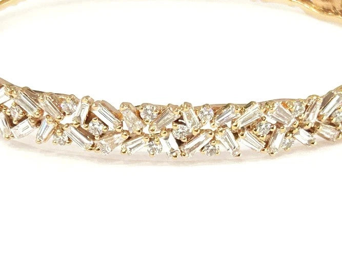 18K Rose Gold Scattered Diamond Bangle Bracelet 2.25 Carats