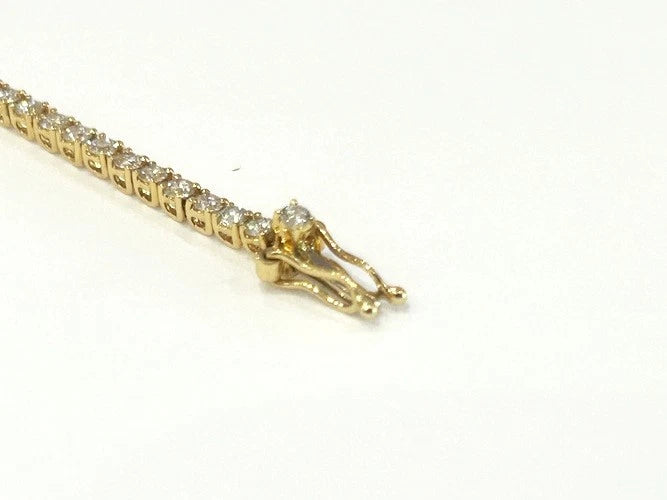 18K Yellow Gold Thin Diamond Tennis Bracelet 2.07 Carats