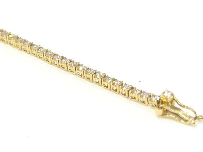 18K Yellow Gold Thin Diamond Tennis Bracelet 2.07 Carats