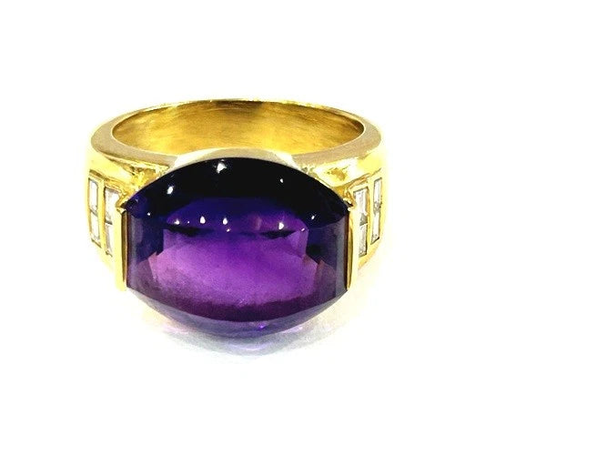 H. Stern 18K Yellow Gold Amethyst & Diamond Cocktail Ring