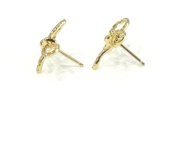 18K Yellow Gold Diamond Accent Bow Earrings 0.61 Carats