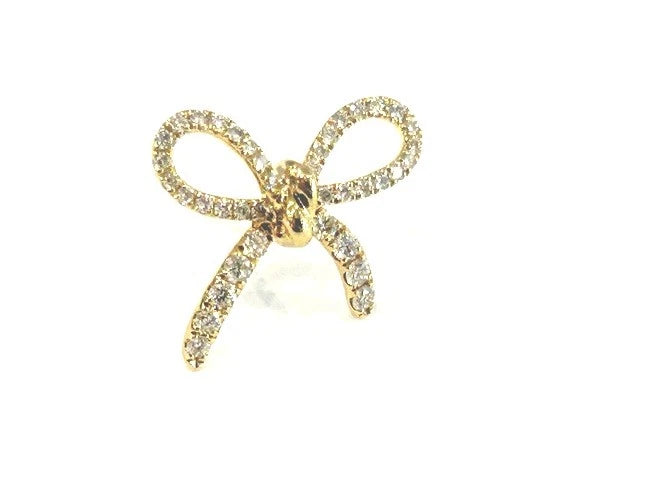 18K Yellow Gold Diamond Accent Bow Earrings 0.61 Carats