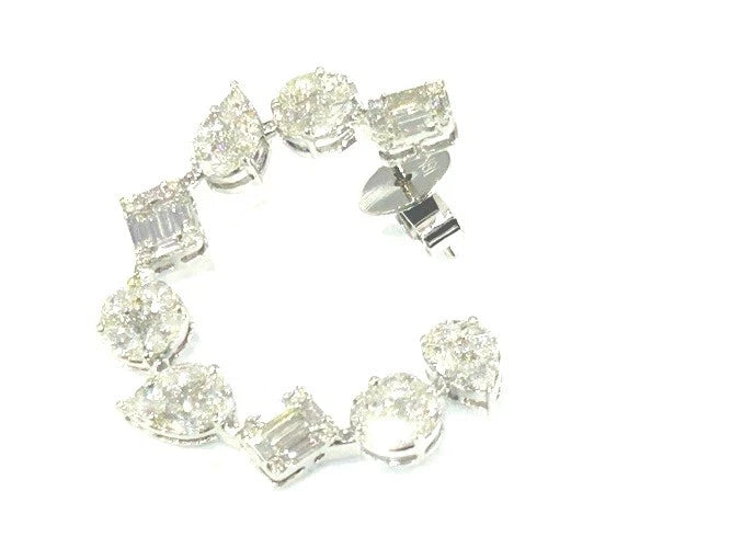 18K White Gold Multi-Shaped Diamond Hoop Earrings 4.07 Carats