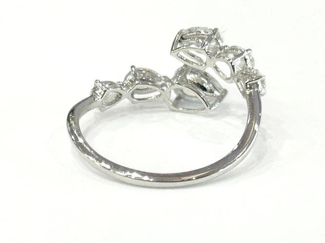18K White Gold Pear Diamond Wrap Ring 0.96 Carats