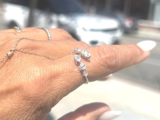 18K White Gold Pear Diamond Wrap Ring 0.96 Carats