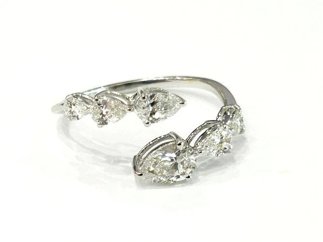 18K White Gold Pear Diamond Wrap Ring 0.96 Carats