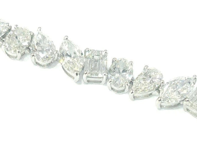18K White Gold Multi-Shaped Diamond Tennis Bracelet 20.74 Carats