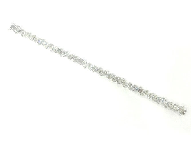 18K White Gold Multi-Shaped Diamond Tennis Bracelet 20.74 Carats