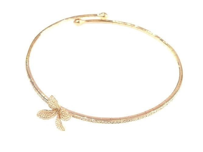 18K Rose Gold Petite Garden Diamond Flower Choker Necklace 2.87 Carats