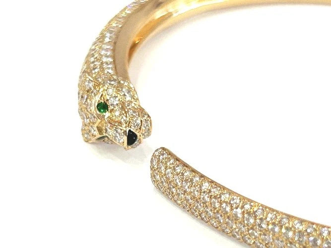 Cartier 18K Rose Gold Panthere' De Cartier Bracelet Half Paved Small Model SZ 18