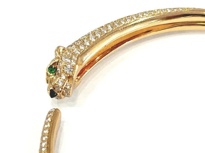 Cartier 18K Rose Gold Panthere' De Cartier Bracelet Half Paved Small Model SZ 18