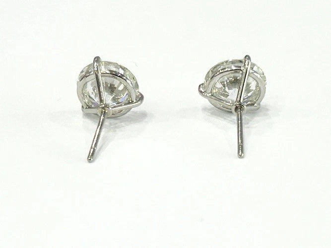 18K White Gold Round Brilliant Cut Diamond Stud Earrings 6.09CTW w/GIA