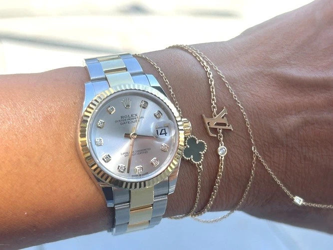 Rolex 18K Yellow Gold/Stainless Steel DateJust 31MM Silver Diamond Dial 278273