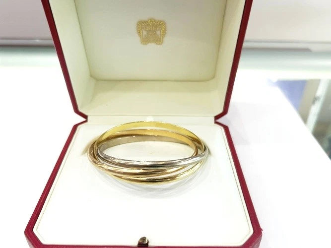 Cartier 18K Rose-Yellow & White Gold Trinity Bracelet Classic Model Medium Size