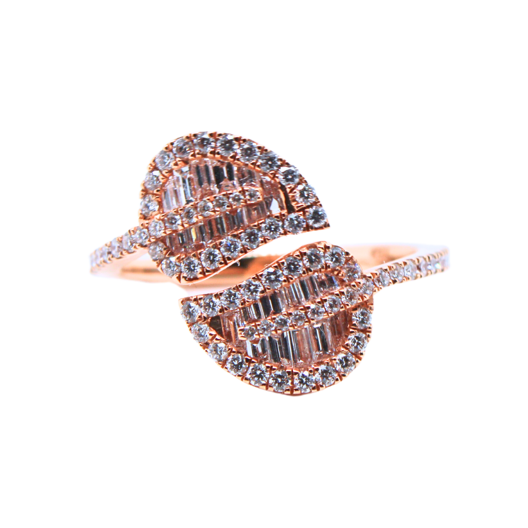 18k Rose Gold Two Leaf Ring