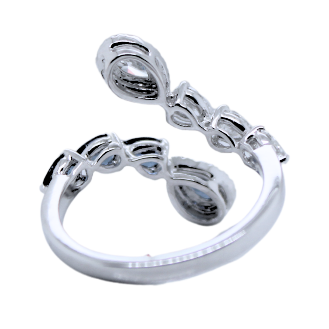 18k White Gold Sapphire and Diamond Open Wrap Ring