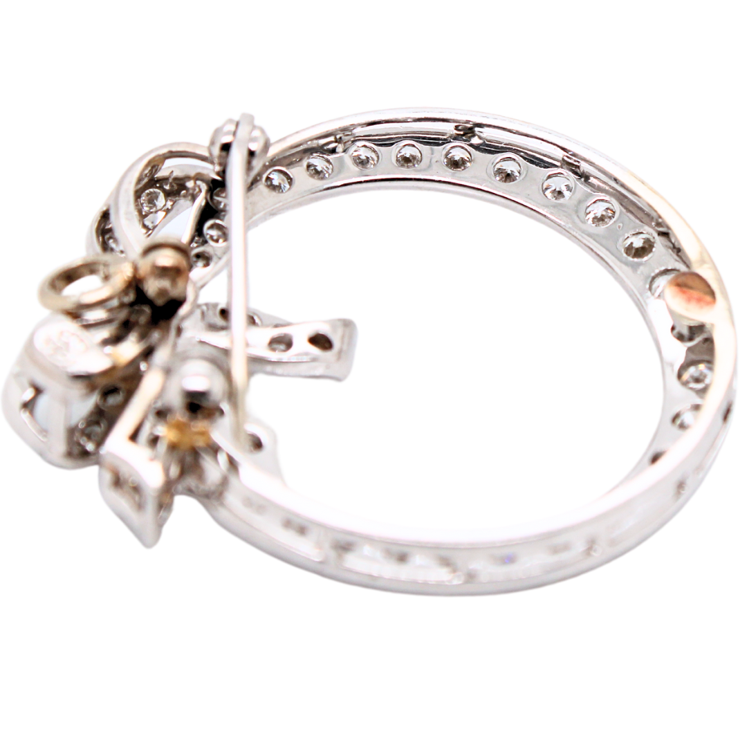 14K White Gold Diamond Bow Brooch 2.50CTS