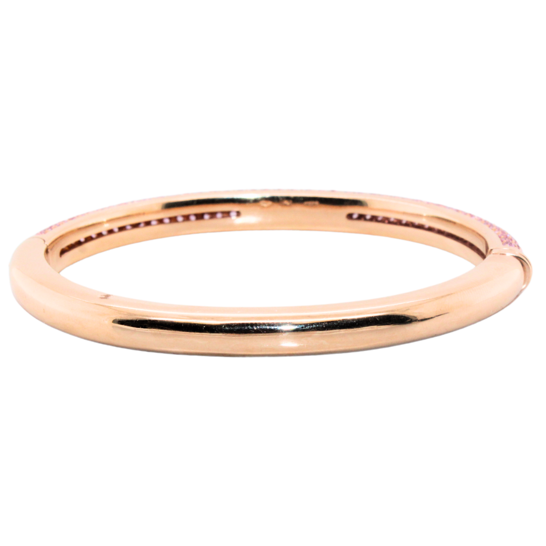 18k Rose Gold Pink Sapphire and Diamond Bangle 4.00Cts