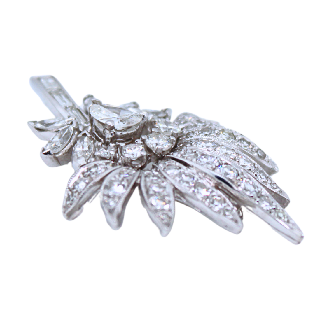 18k White Gold Diamond Brooch 3.25CTW