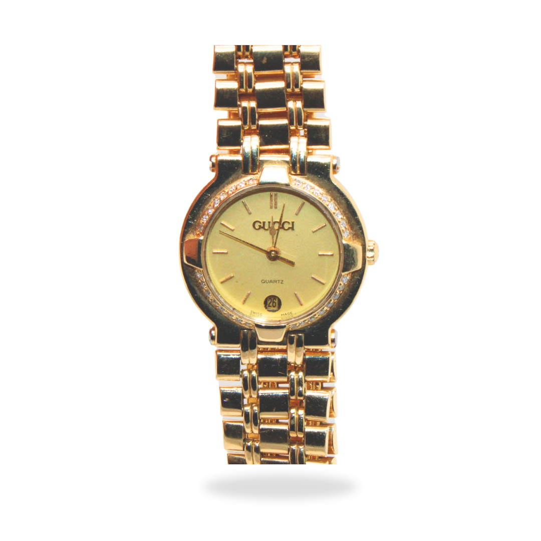 GUCCI 18K Yellow Gold Diamond Watch