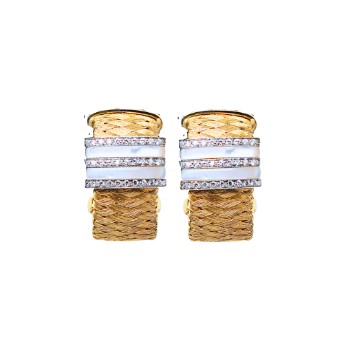 Roberto Coin Diamond & Mother of Pearl Mesh Gold Earrings