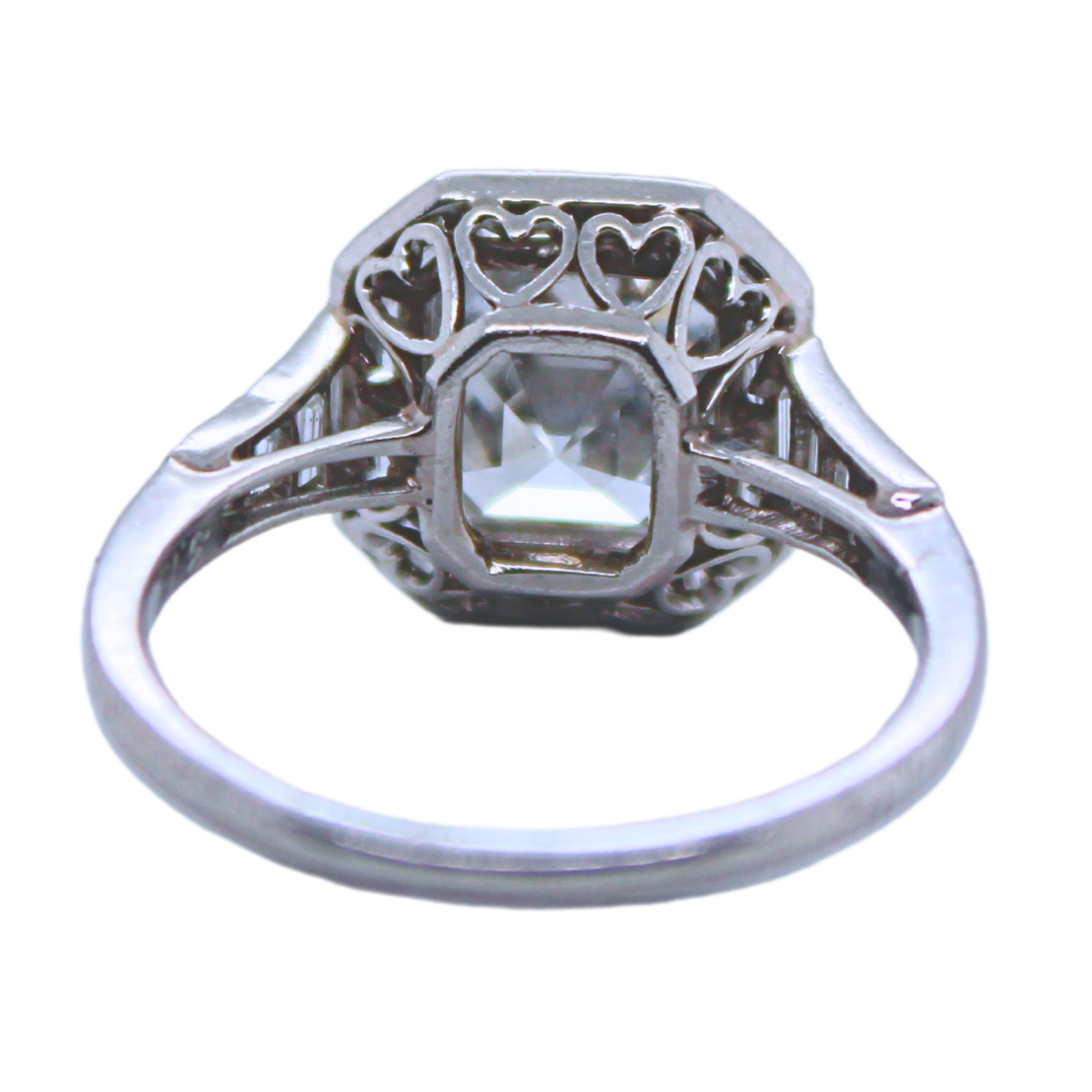 18KWG Square DIAMOND RING with Gia Certificate 3.73CTW