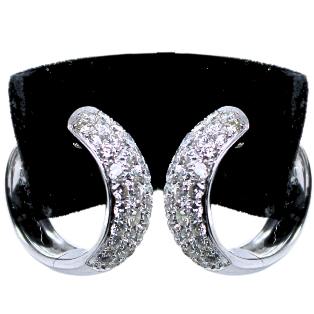 14k White Gold Huggie Diamond Earrings 1.50Cts