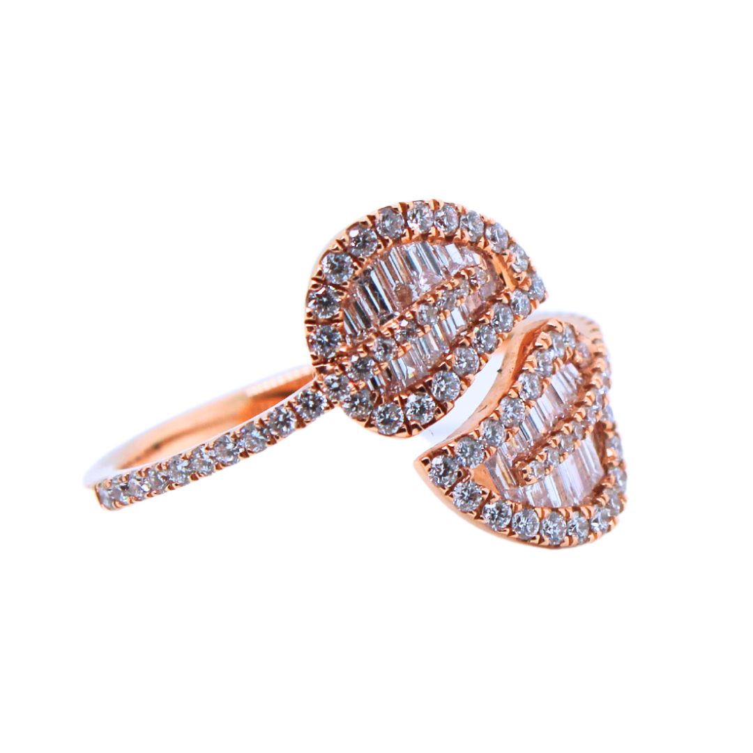 18k Rose Gold Two Leaf Ring