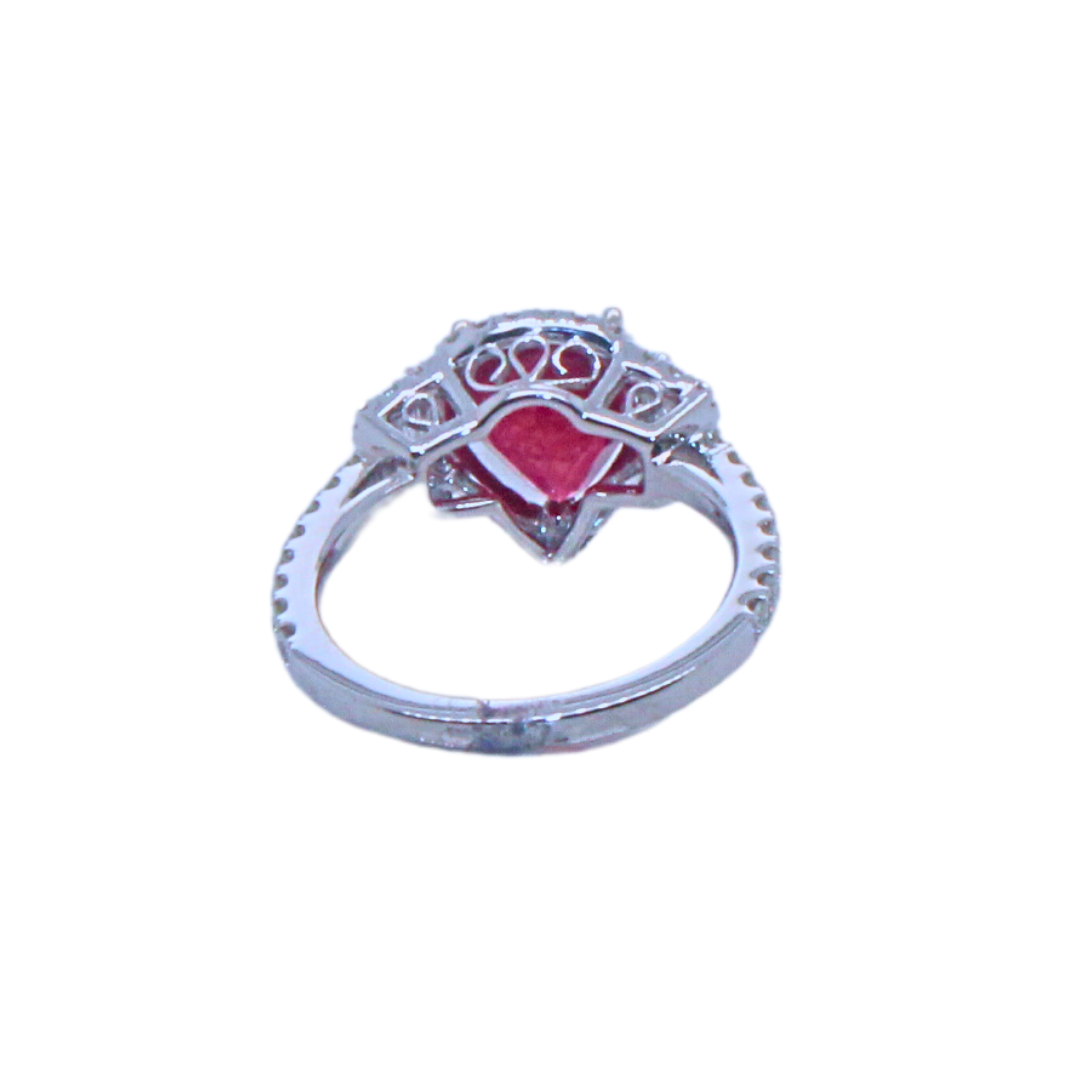 Ruby Pear Shape Ring in 18K White Gold