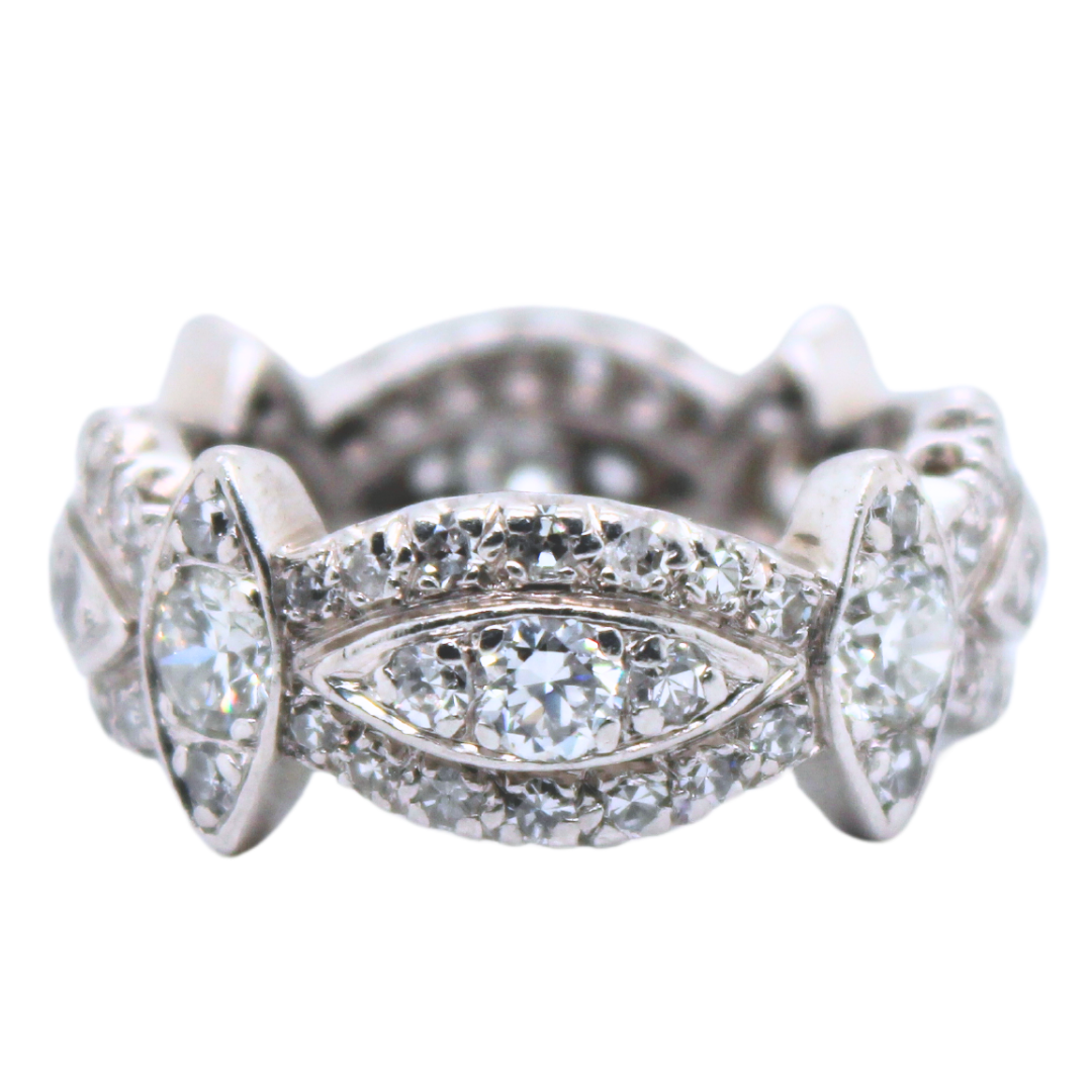 PLATINUM VINTAGE DIAMOND ETERNITY BAND RING 3.0CTS
