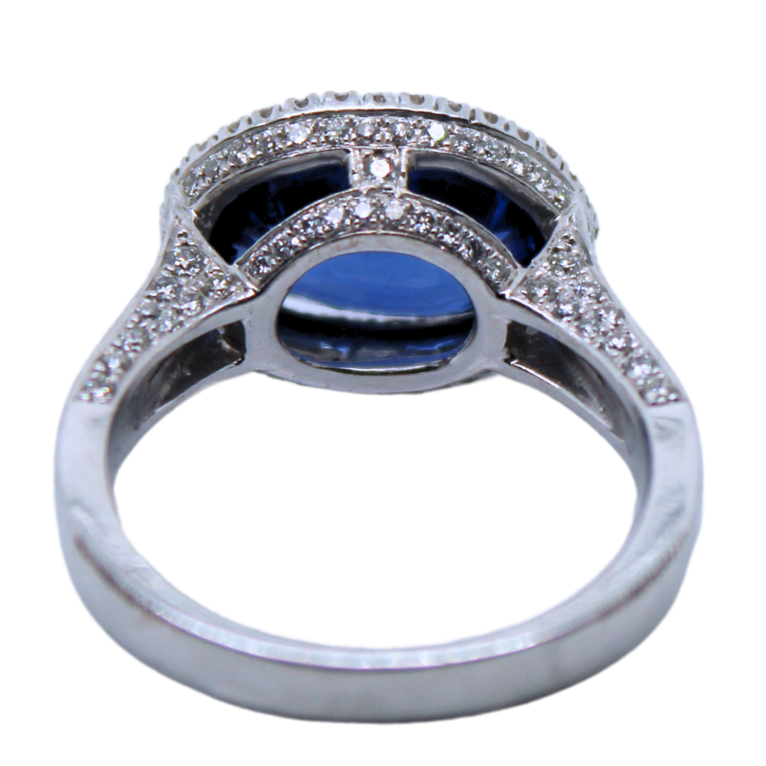 Elizabeth Taylor Collection 18k White Gold Blue Sapphire Ring 5.94CTW