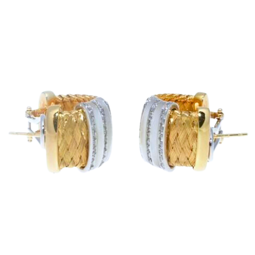 Roberto Coin Diamond & Mother of Pearl Mesh Gold Earrings