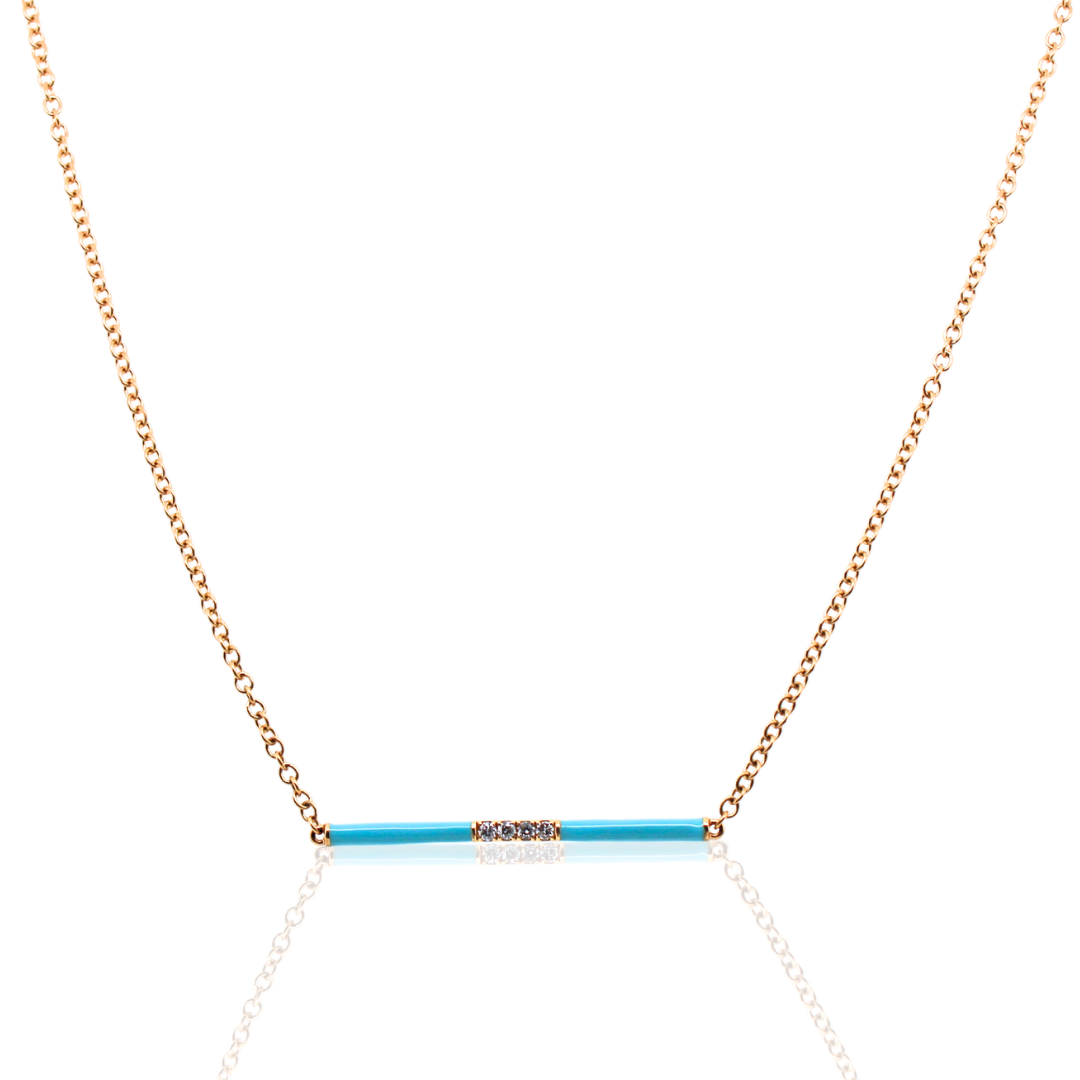 18k White Gold Yellow Gold Enamel Diamond Necklace