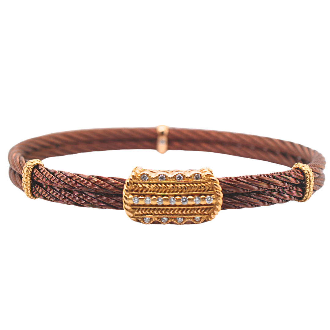 18k Rose Gold Celtique Cable Philippe Charriol Bronze Bangle