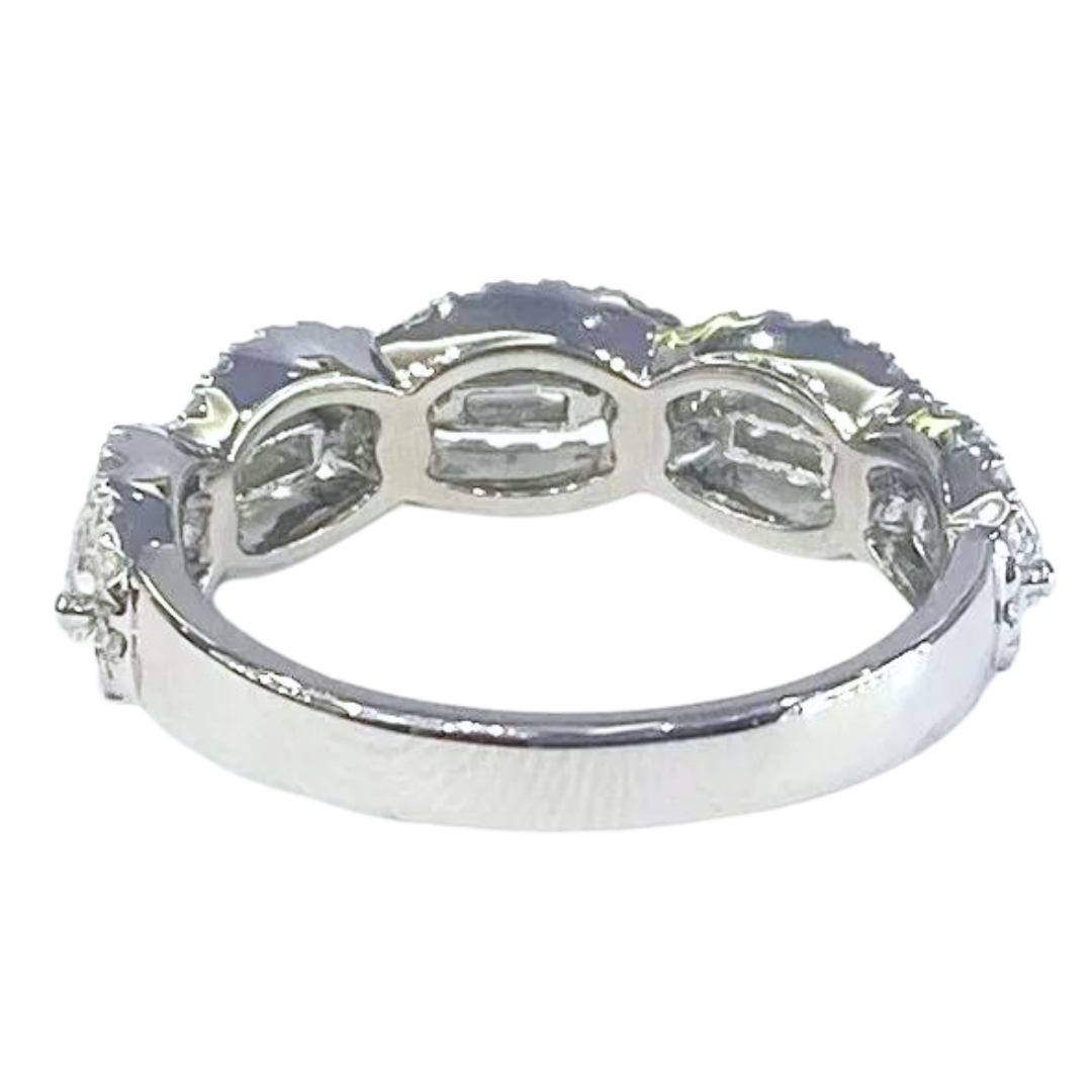 Diamond 18K White Gold Chain Link Ring 0.98 Carats