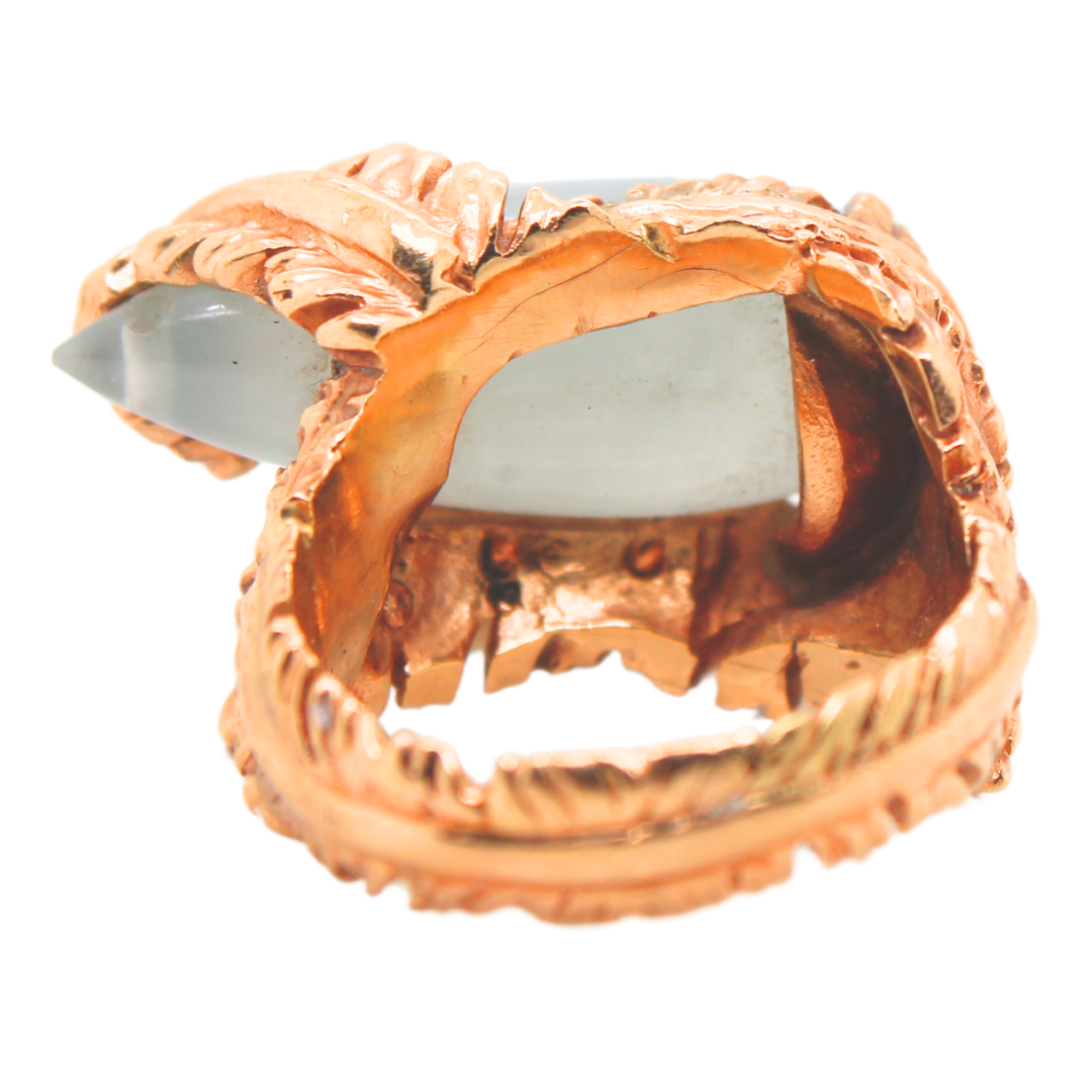 14k Yellow Gold Apple Jade Pear Shape and Pearl Ring